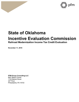 State of Oklahoma Incentive Evaluation Commission Railroad Modernization Income Tax Credit Evaluation