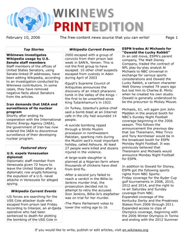 February 10, 2006 the Free-Content News Source That You Can Write! Page 1