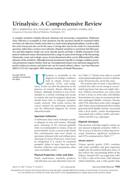 Urinalysis: a Comprehensive Review JEFF A