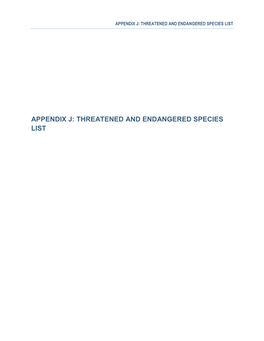 Appendix J Threatened and Endangered Species List.Pdf