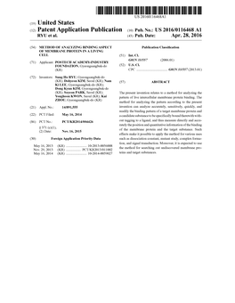 (12) Patent Application Publication (10) Pub. No.: US 2016/0116468 A1 RYU Et Al