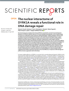 The Nuclear Interactome of DYRK1A Reveals a Functional Role in DNA Damage Repair Received: 15 October 2018 Steven E