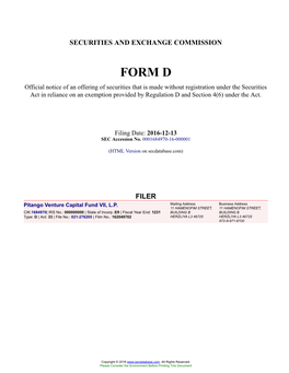 Pitango Venture Capital Fund VII, LP Form D Filed