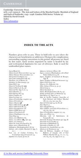 Index to the Acts