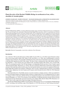 Plant Diversity of the Heydari Wildlife Refuge in Northeastern Iran, with a Checklist of Vascular Plants