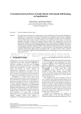 Correlation Between Power of Limb Muscle with Smash Skill Kedeng on Sepaktakraw