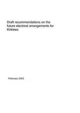 Draft Recommendations on the Future Electoral Arrangements for Kirklees