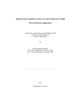 Aligned Carbon Nanotube Carpets on Carbon Substrates for High Power Electronic Applications