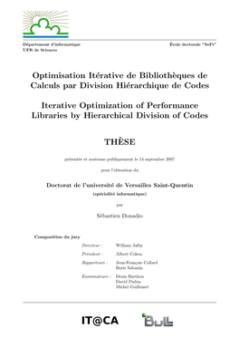 Optimisation Itérative De Biblioth`Eques De Calculs Par