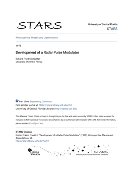 Development of a Radar Pulse Modulator