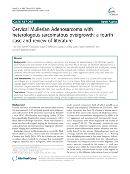 Cervical Mullerian Adenosarcoma with Heterologous Sarcomatous Overgrowth: a Fourth Case and Review of Literature