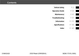 2020 Rebel (CMX500/A) Owner's Manual