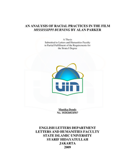 An Analysis of Racial Practices in the Film Mississippi Burning by Alan Parker