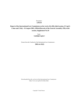 Report of the International Law Commission on the Work of Its Fifty