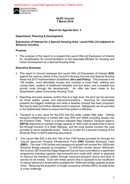 Attachment A: Laurel Hills Agenda Item from 7 March 2019