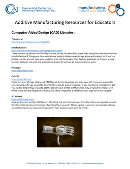 Additive Manufacturing Resources for Educators