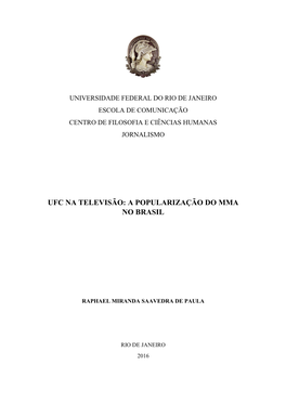 Ufc Na Televisão: a Popularização Do Mma No Brasil