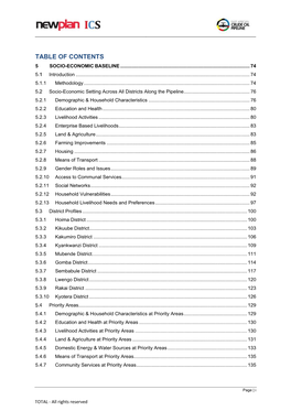 Table of Contents 5 Socio-Economic Baseline