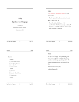 Parsing Type 1 and Type 0 Languages