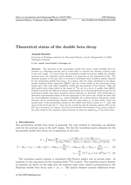 Theoretical Status of the Double Beta Decay