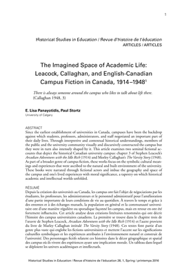 The Imagined Space of Academic Life: Leacock, Callaghan, and English-Canadian Campus Fiction in Canada, 1914–19481