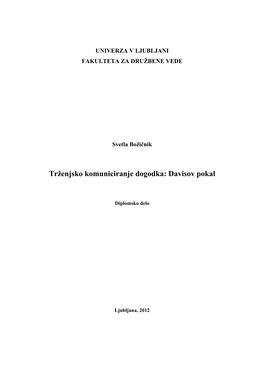 Trženjsko Komuniciranje Dogodka: Davisov Pokal