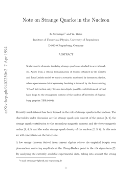 Note on Strange Quarks in the Nucleon