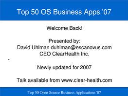 Top 50 OS Business Apps '07