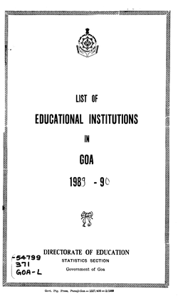 Educational Institutions Goa 1983