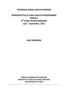 Programme Design for the RCH 2 PIP Review