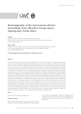 Biostratigraphy of the Lystrosaurus Declivis Assemblage Zone (Beaufort Group, Karoo Supergroup), South Africa