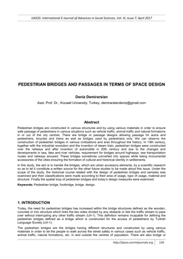 Pedestrian Bridges and Passages in Terms of Space Design