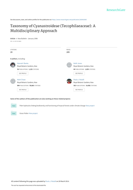 Tecophilaeaceae): a Multidisciplinary Approach