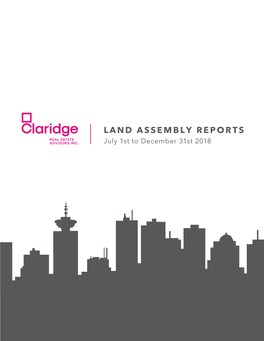 LAND ASSEMBLY REPORTS July 1St to December 31St 2018 Lane