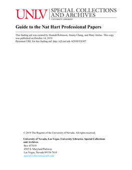 Guide to the Nat Hart Professional Papers