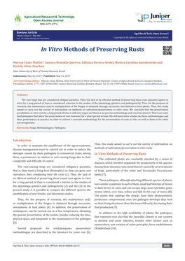 In Vitro Methods of Preserving Rusts