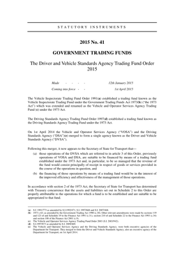 The Driver and Vehicle Standards Agency Trading Fund Order 2015