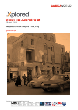 Weekly Iraq .Xplored Report 07 April 2018