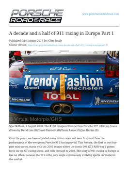 A Decade and a Half of 911 Racing in Europe Part 1