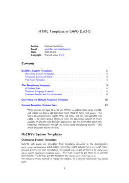 HTML Templates in GAVO Dachs