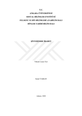 T.C. Ankara Üniversitesi Sosyal Bilimler Enstitüsü Felsefe Ve Din Bilimleri Anabilim Dali Dinler Tarihi Bilim Dali