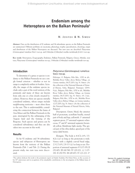 Endemism Among the Heteroptera on the Balkan Peninsula1