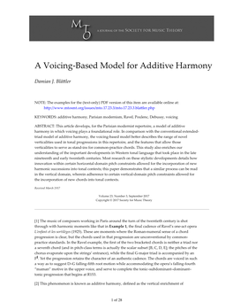 A Voicing-Based Model for Additive Harmony