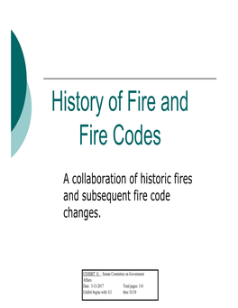 History of Fire and Fire Codes