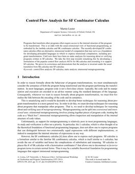 Control Flow Analysis for SF Combinator Calculus