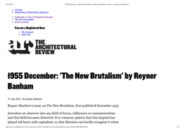 1955 December: 'The New Brutalism' by Reyner Banham | Archive | Architectural Review