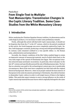 Text Manuscripts: Transmission Changes in the Coptic Literary Tradition