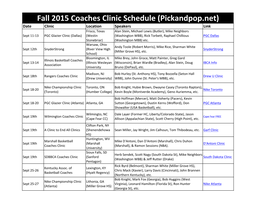 Fall 2015 Coaches Clinic Schedule (Pickandpop.Net)