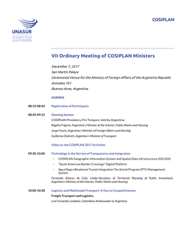 VII Ordinary Meeting of COSIPLAN Ministers