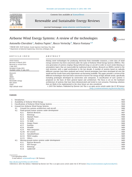 Airborne Wind Energy Systems a Review of the Technologies